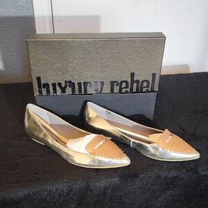 Luxury Rebel Silver and Tan Flats for Timeless Style